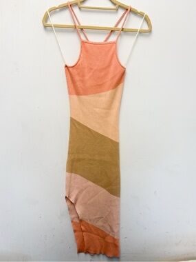 Monrow Colorblock ribbed Knit Maxi Dress
